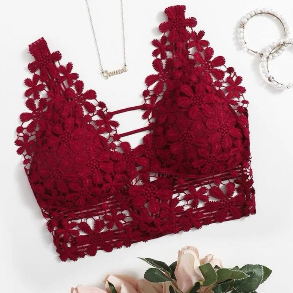 Lace Bralette Red wine L